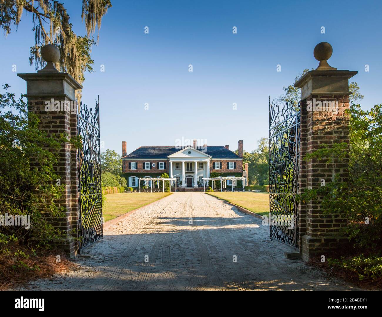 États-Unis, Caroline Du Sud, Charleston, Boone Hall Plantation, Entrée Principale Banque D'Images