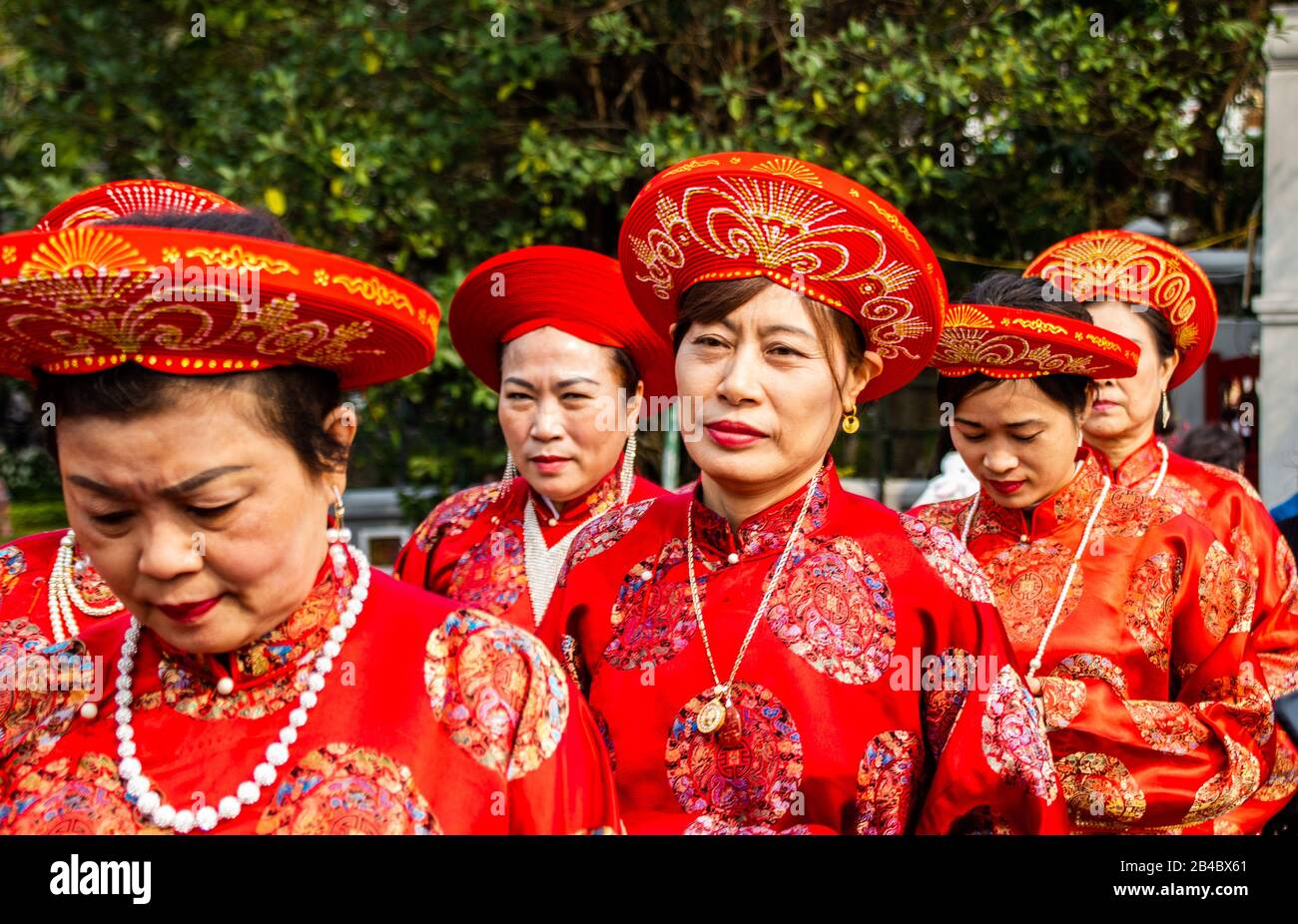 Hanoi (Vietnam), 31 janvier 2020, procession religieuse dans le Temple de la montagne de Jade Banque D'Images