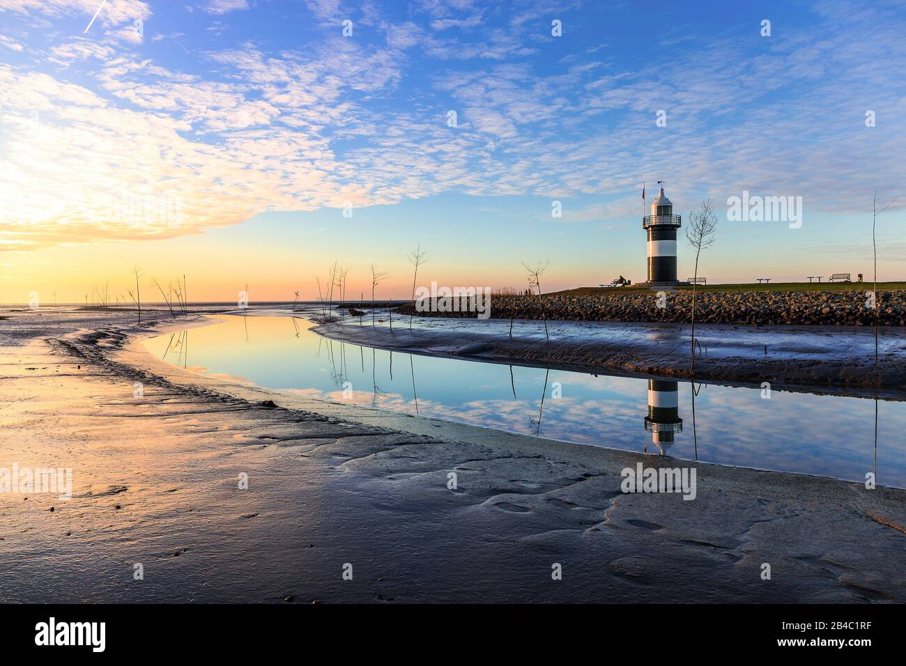 Le phare De La Petite Prusse près de Wremen dans la région de la côte de la mer du Nord de Wurster Banque D'Images