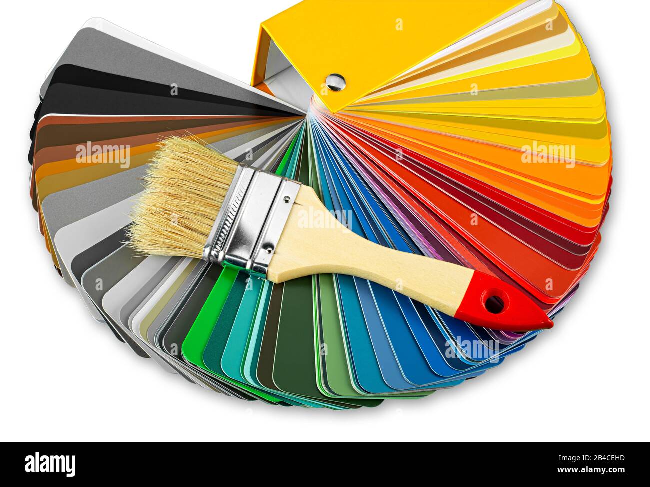 Guide des couleurs tableau des ventilateurs spectre de catalogue de toutes sortes de couleurs pour choisir la peinture à partir de la brosse de livre sur elle. Bricolage rénovation maison amélioration impression con Banque D'Images