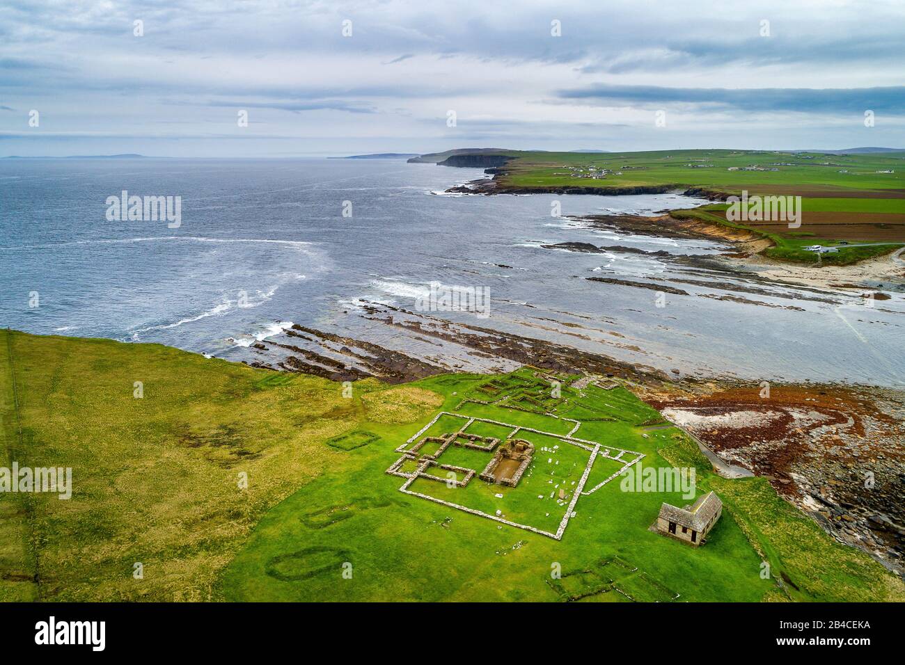 Brough de Birsay, Orkney Islands phare Banque D'Images