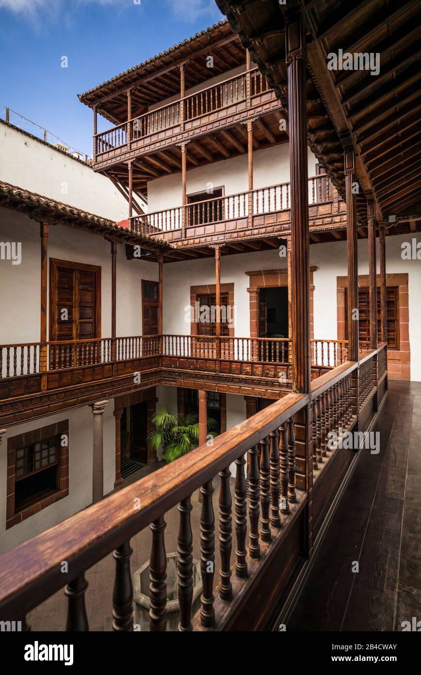 Espagne, Canaries, l'île de La Palma, Santa Cruz de la Palma, Palacio de Salazar, du 17ème siècle, C Banque D'Images