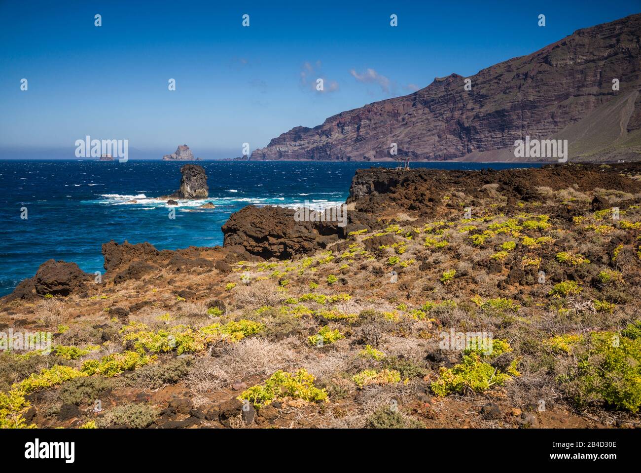 Espagne, Canaries, El Hierro, l'île de Las Puntas, La Maceta, promenade côtière Banque D'Images