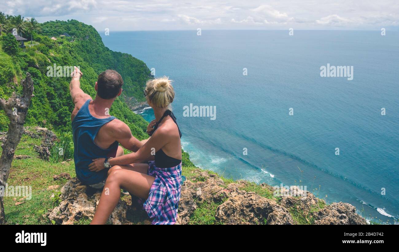 Vue aérienne de Nunggalan Beach près de Jimbaran, Bali, Indonésie. Banque D'Images