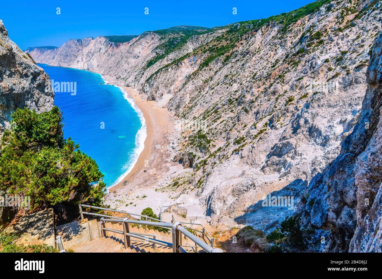 Île de Céphalonie, célèbre plage de Platia Ammos, Grèce Banque D'Images