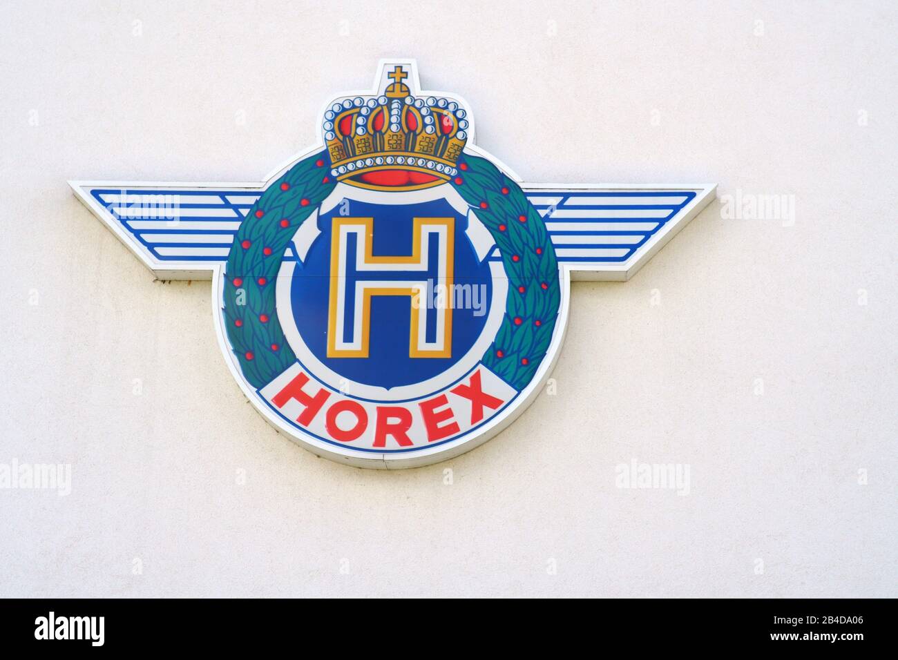 Les armoiries et le logo du fabricant de motocyclettes Horex dans un musée de Bad Homburg. Banque D'Images