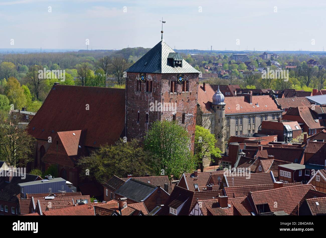 Europe, Allemagne, Basse-Saxe, Stade, Hamburg Metropolitan area, Hanseatic City, Alststadt, vue d'en haut sur St Wilhadi, Banque D'Images