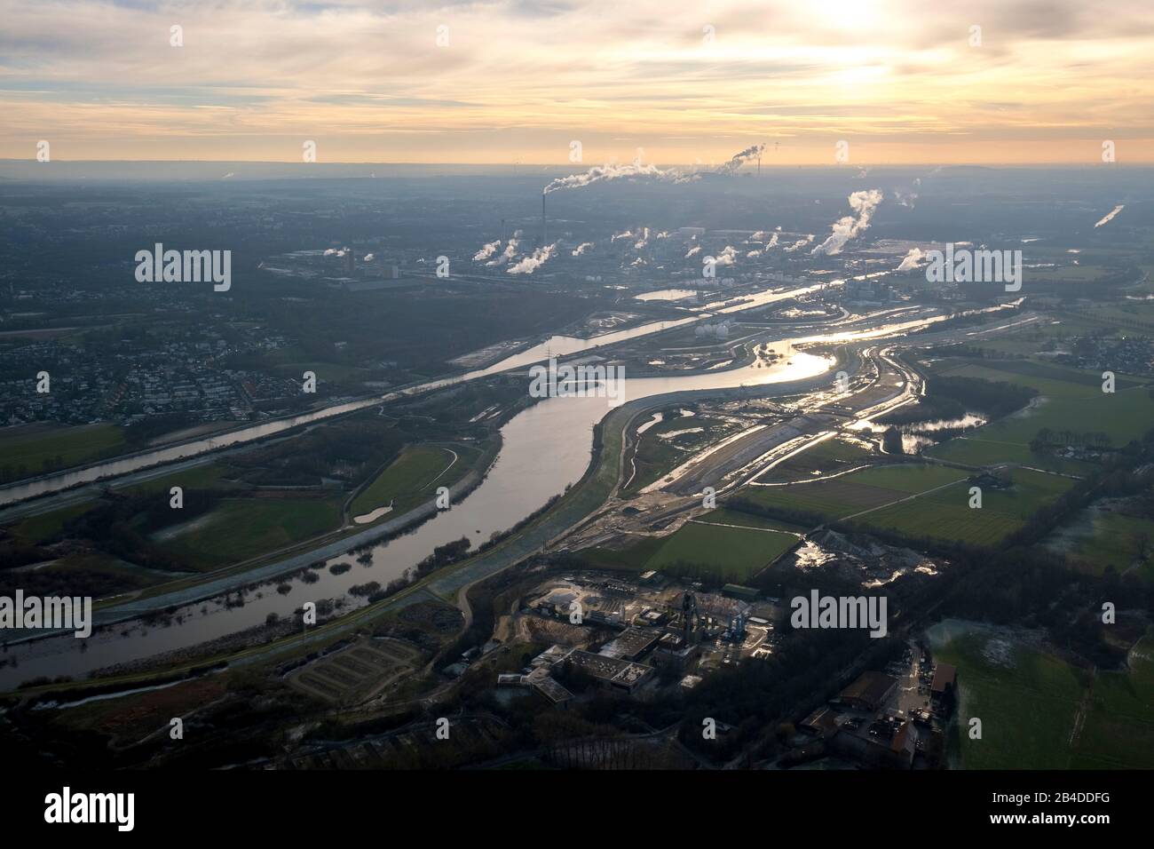Vue aérienne, canal Wesel-Datteln, Moulin à piquer, Haltern am See, Rhénanie-du-Nord-Westphalie, Allemagne Banque D'Images