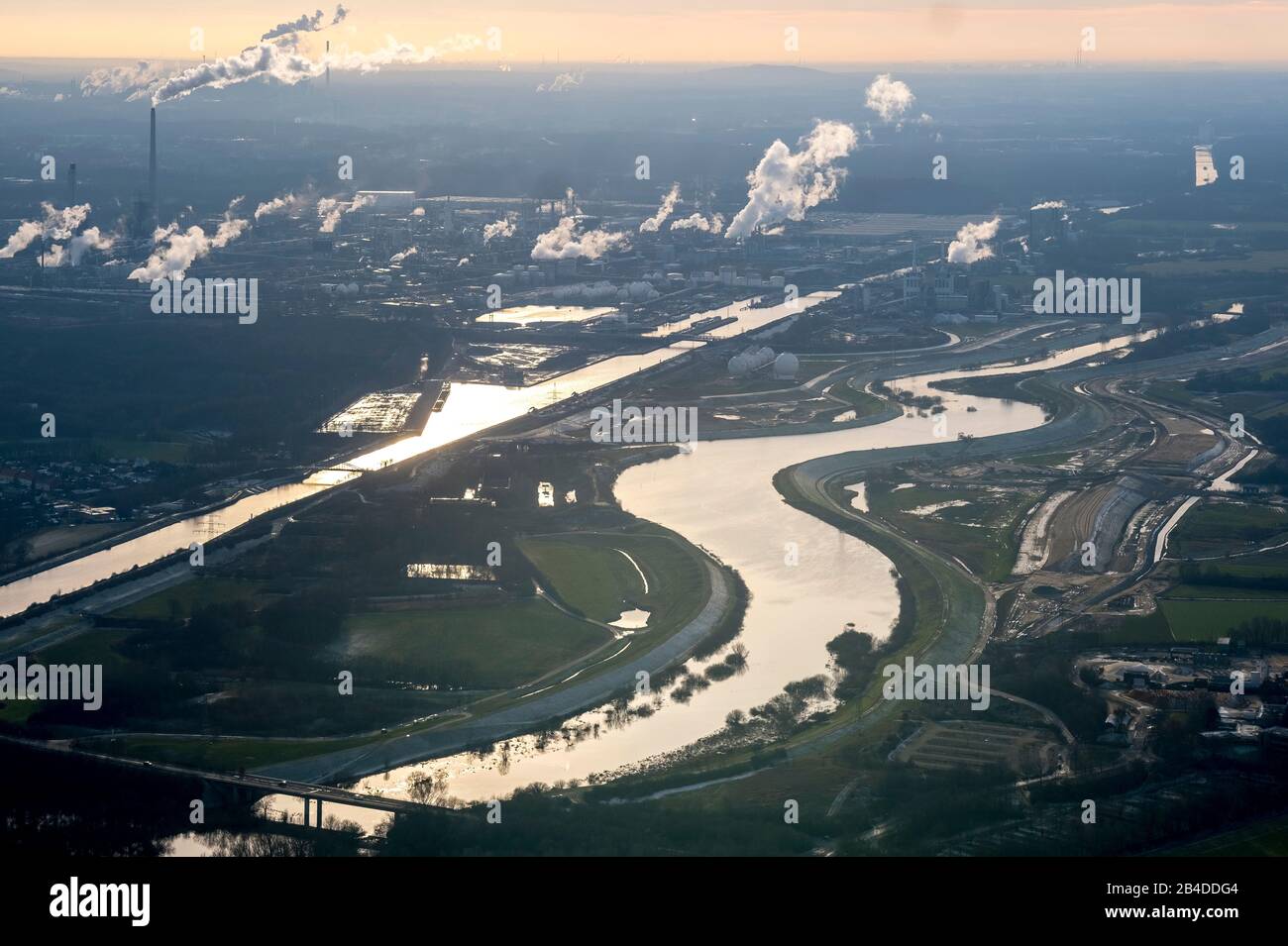 Vue aérienne, canal Wesel-Datteln, Moulin à piquer, Haltern am See, Rhénanie-du-Nord-Westphalie, Allemagne Banque D'Images