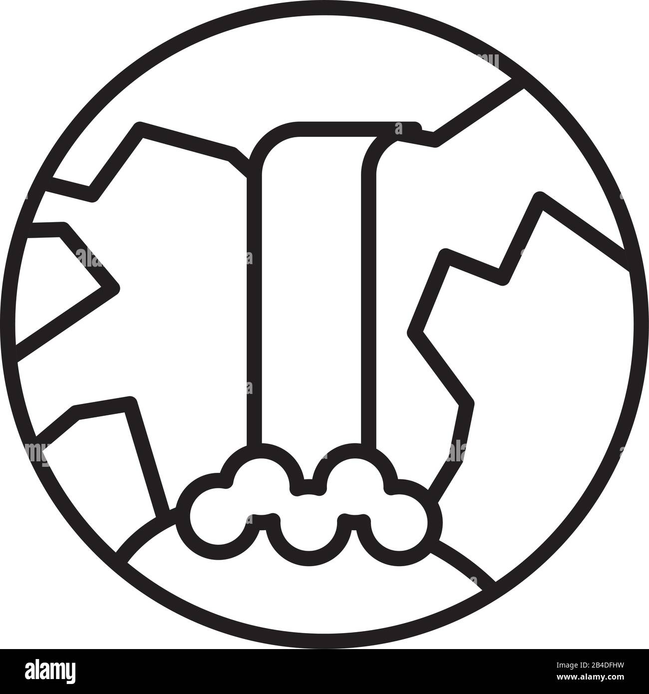 scène de paysage avec icône de style cascade Illustration de Vecteur