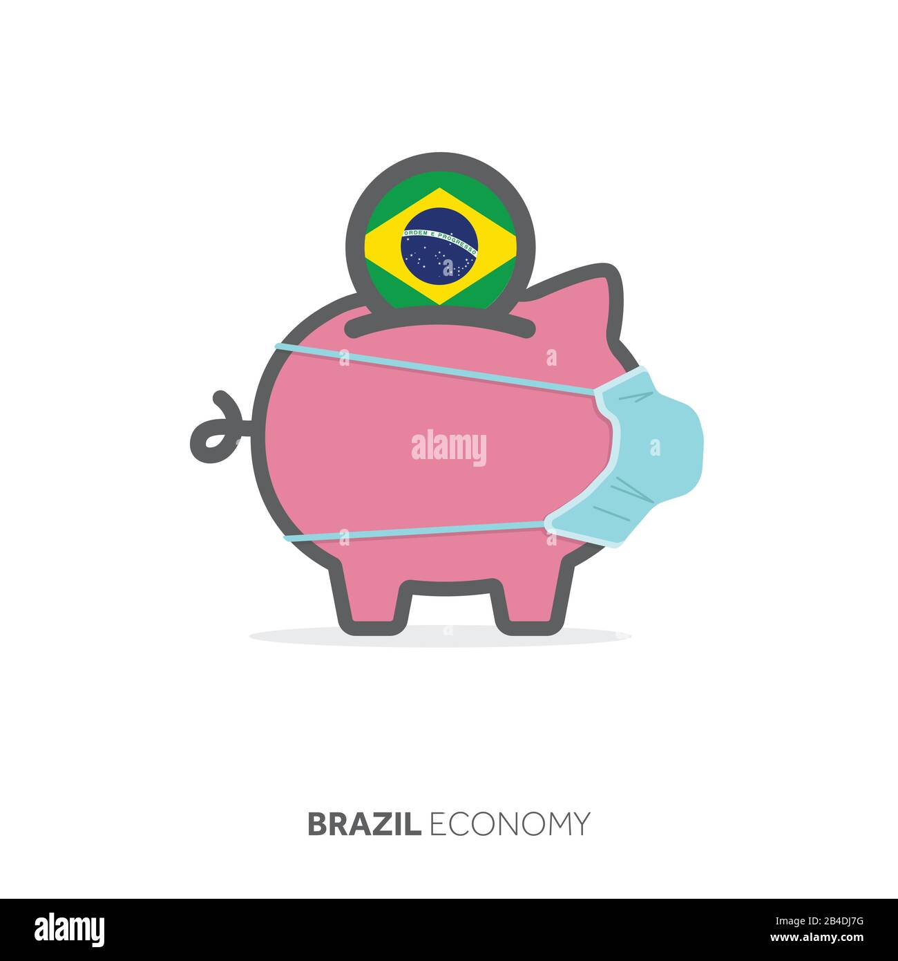 Brésil économies dans le domaine de la santé. Banc de porc avec masque médical Illustration de Vecteur