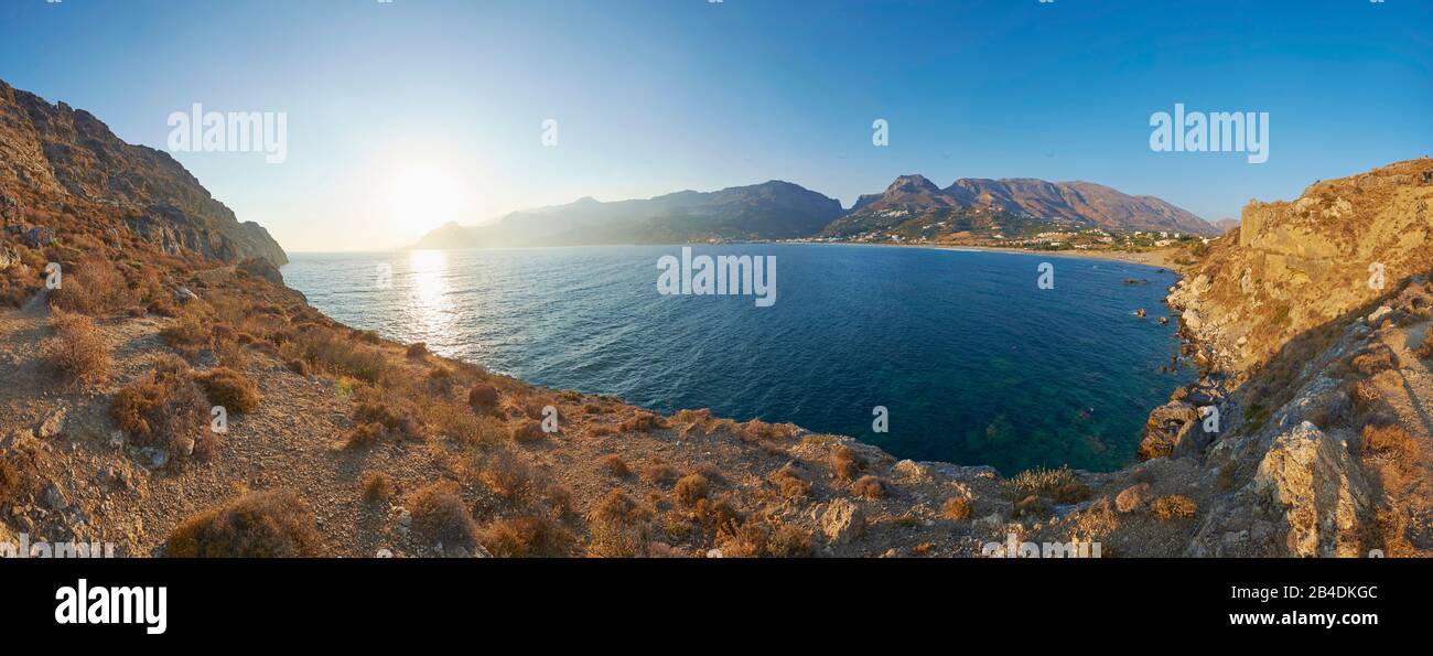 Panorama paysage de la côte à Plakias, Crète, Grèce Banque D'Images