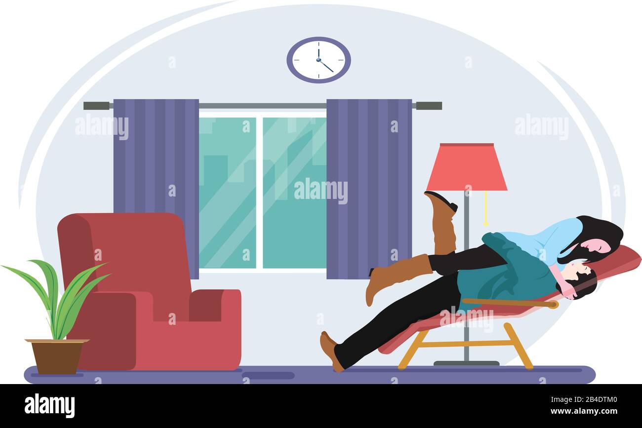couple amoureux l'un de l'autre dans la chambre Illustration de Vecteur