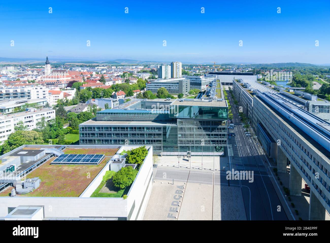 St-Pölten, Regierungsviertel (quartier gouvernemental), vue de Klangturm (tour de son) au centre-ville de Mostviertel, Niederösterreich, Basse-Autriche, Autriche Banque D'Images
