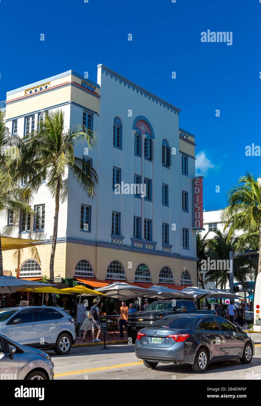 Edison Hotel, Ocean Drive, Quartier Art Déco, South Beach, Miami Beach, Miami-Dade County, Floride, États-Unis, Nordamerika Banque D'Images