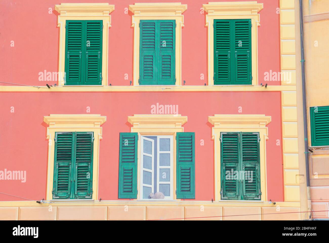 Façade de maison traditionnelle ligure, Gênes, Ligurie, Italie, Europe Banque D'Images