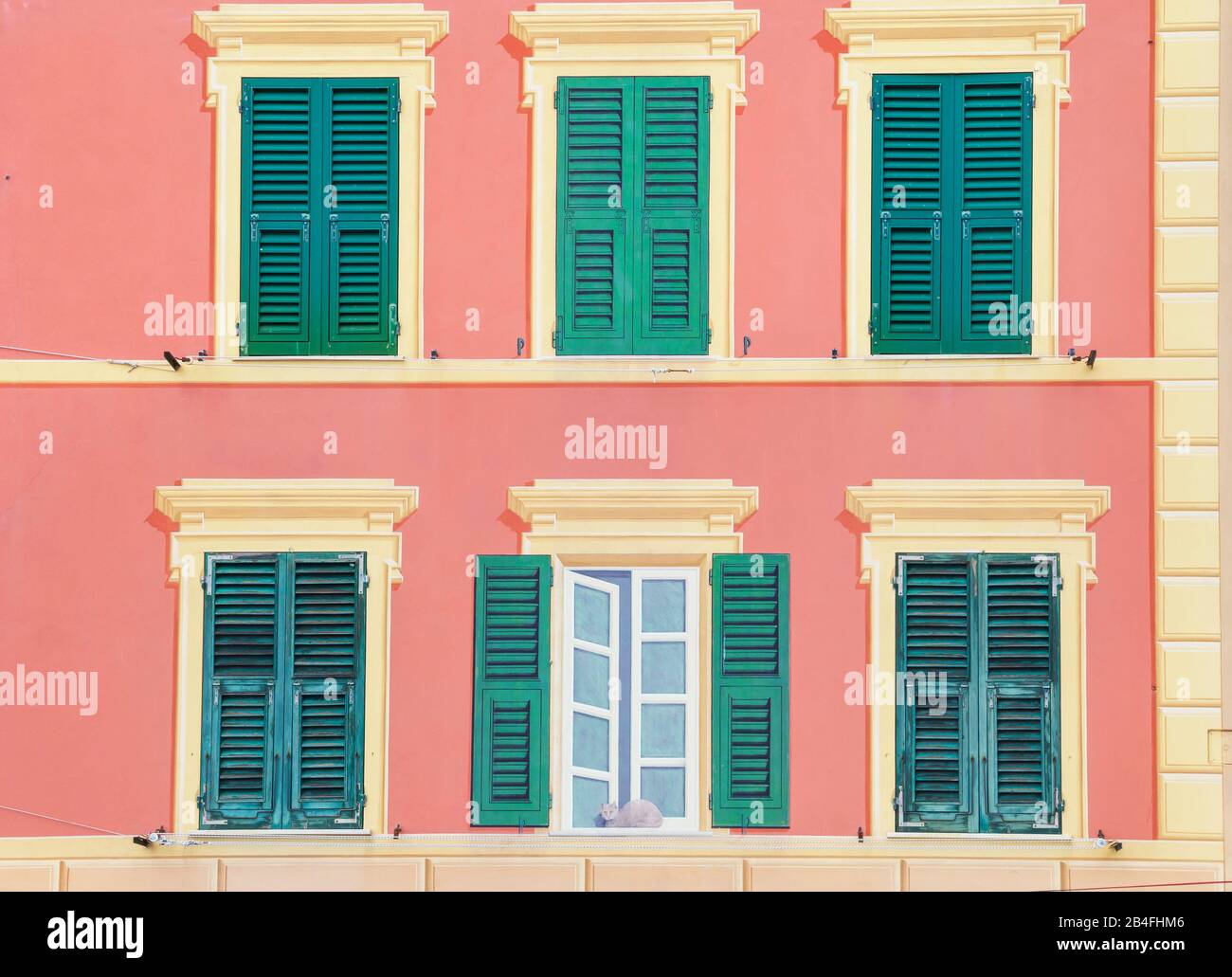 Façade de maison traditionnelle ligure, Gênes, Ligurie, Italie, Europe Banque D'Images
