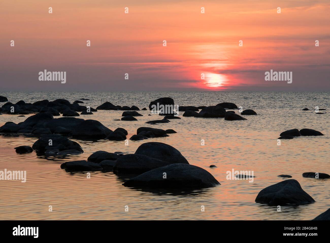 Estland, Ostseeinsel Hiiumaa, Schärenküste Im Abendlicht Banque D'Images