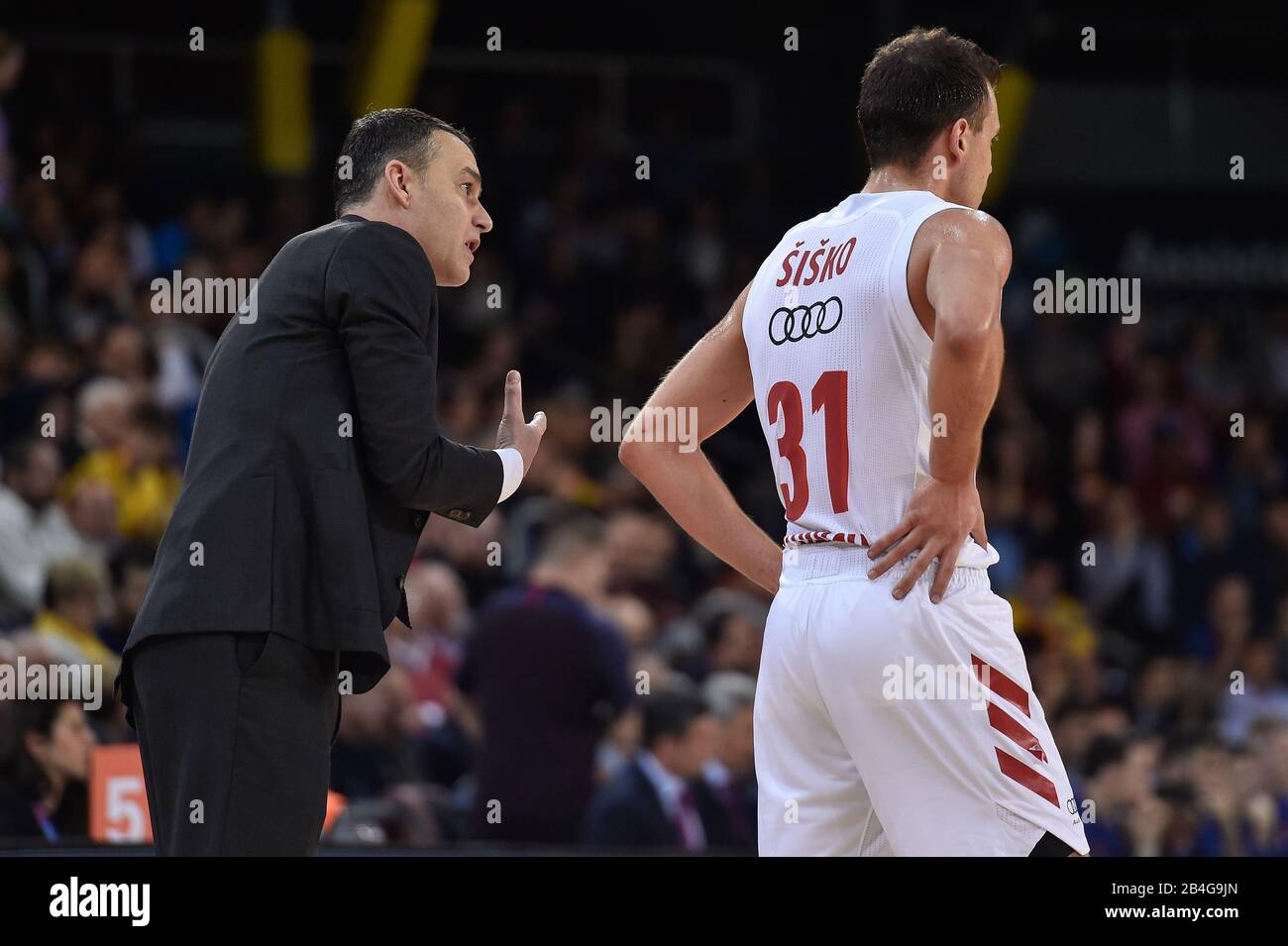 Barcelone, Espagne. 06 mars 2020. Barcelone, ESPAGNE - MARS 06: Zan Sisko du FC Bayern Munich en action pendant le match de basket-ball Euroligue joué entre le FC Barcelona Basquet et le FC Bayern Munich Basketball à Palau Blaugrana le 6 mars 2020 à Barcelone, Espagne. Crédit: Dax Images/Alay Live News Banque D'Images