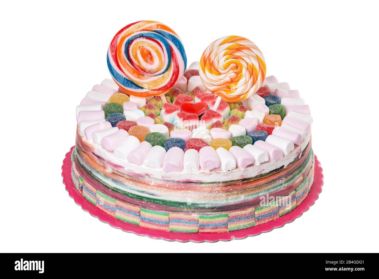 Gâteau de bonbons et de confiture au bébé le jour de la naissance Banque D'Images