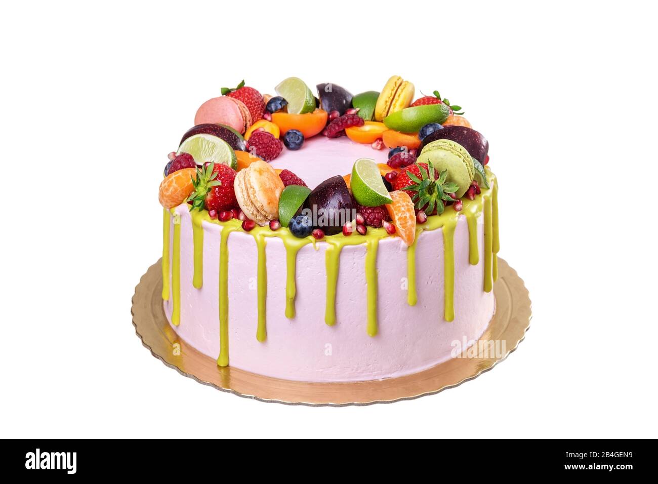 Delicieux Gateau D Anniversaire Ou De Vacances Sur Fond Blanc Photo Stock Alamy