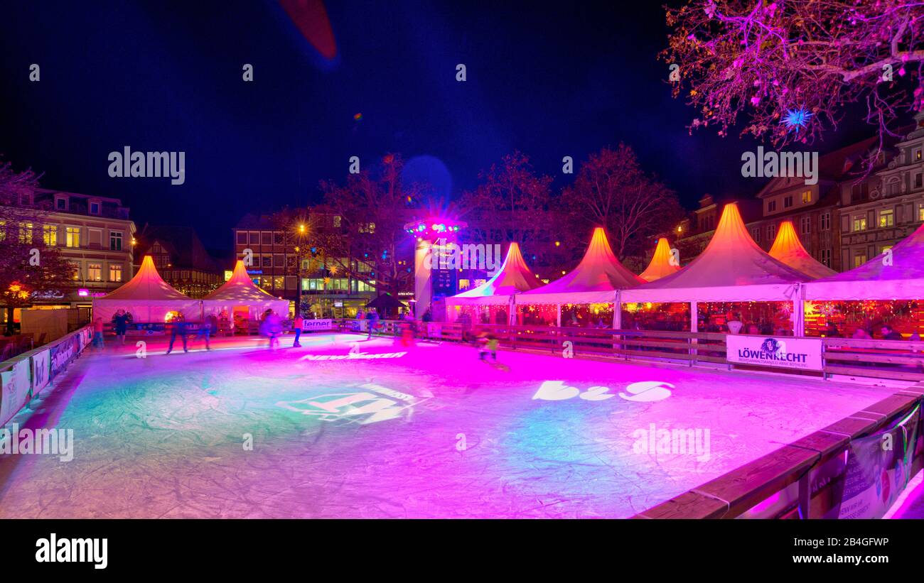 Kohlmarkt, Weihnachtsmarkt, Blaue Stunde, Nacht, Braunschweig, Niedersachsen, Deutschland, Europa Banque D'Images