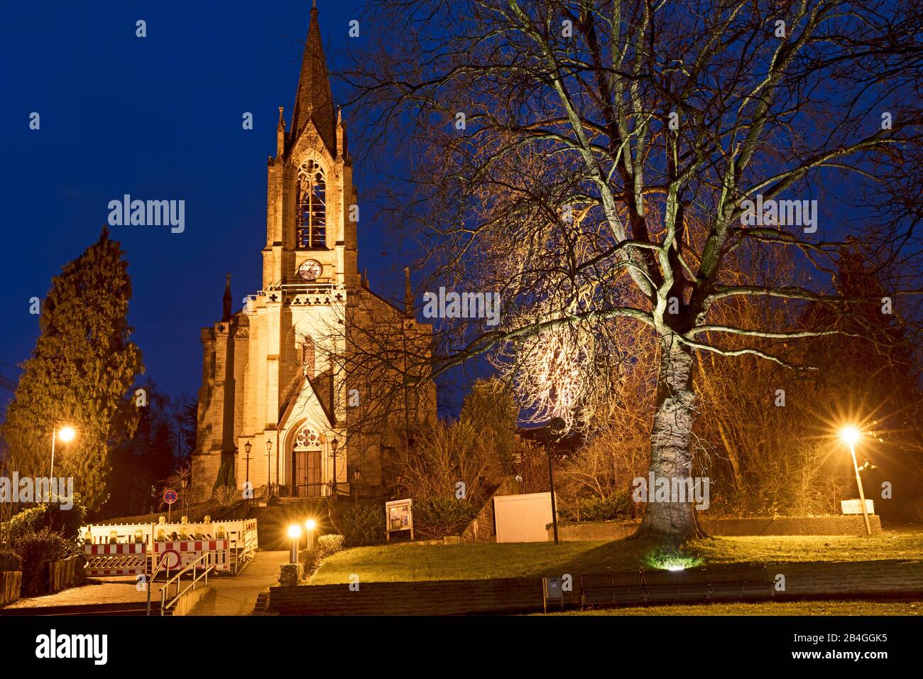 Christuskirche, Heure Bleue, Bad Pyrmont, Weserbergland, Basse-Saxe, Allemagne, Europe Banque D'Images