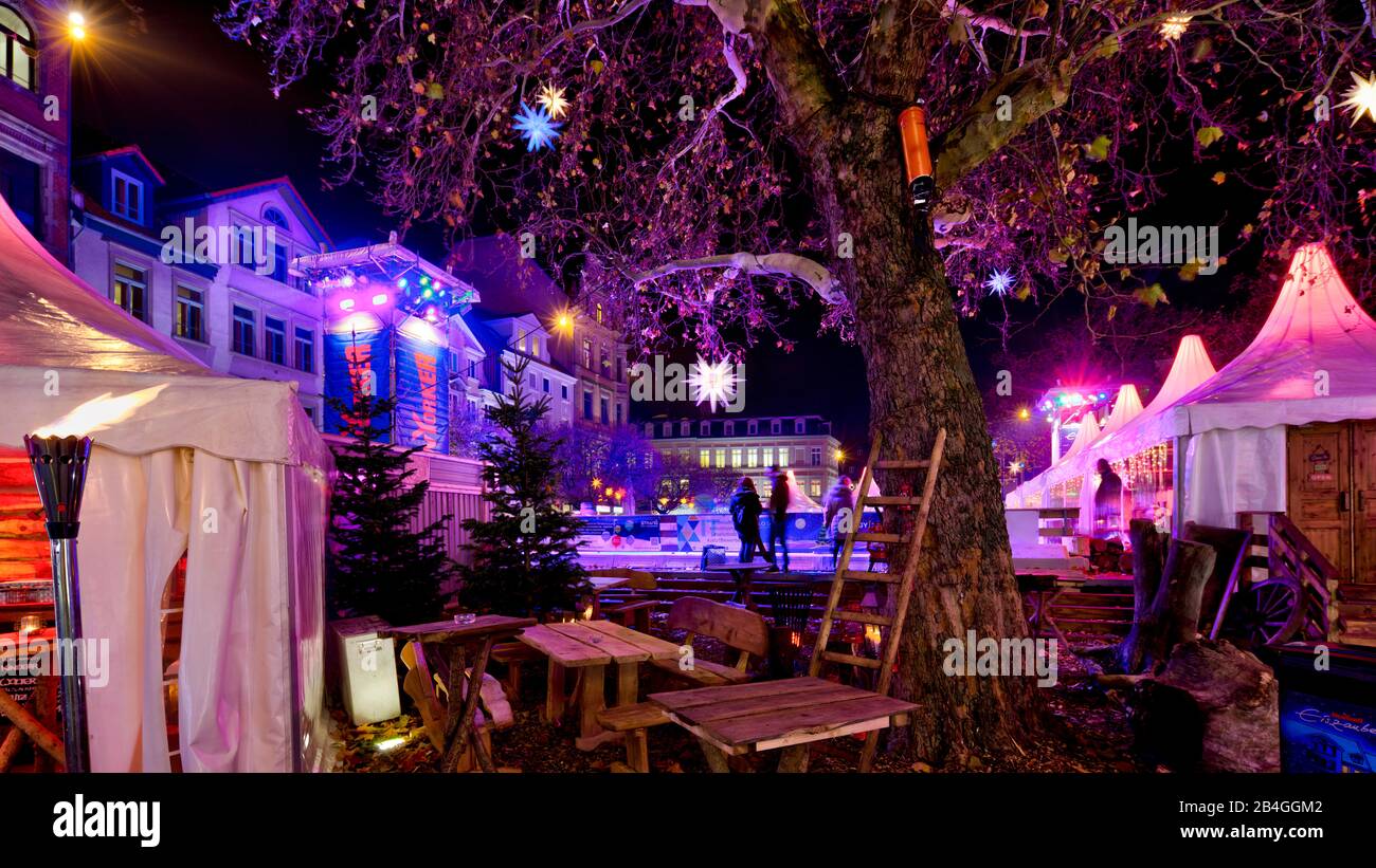 Kohlmarkt, Weihnachtsmarkt, Blaue Stunde, Nacht, Braunschweig, Niedersachsen, Deutschland, Europa Banque D'Images