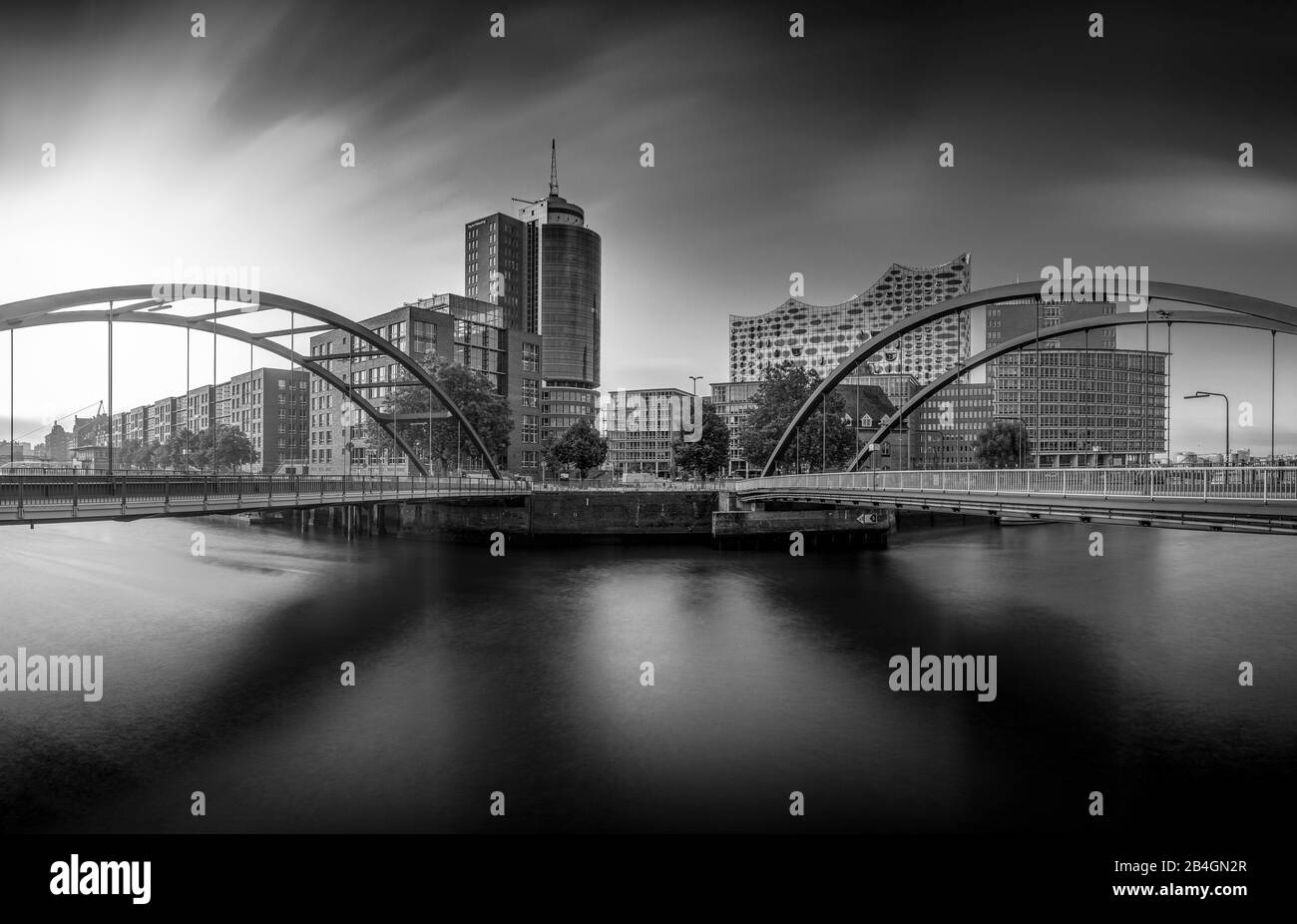 Allemagne, Hambourg, Elbe, Hafen, Hafencity, Baumwall, Elbphilonie, Niederbaumbrücke Banque D'Images