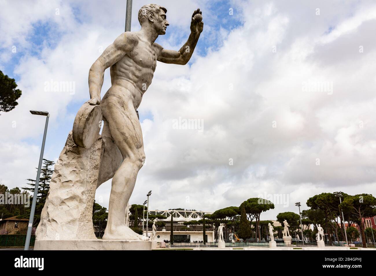 Statue de marbre au stade de tennis Pietroangeli à Rome Banque D'Images