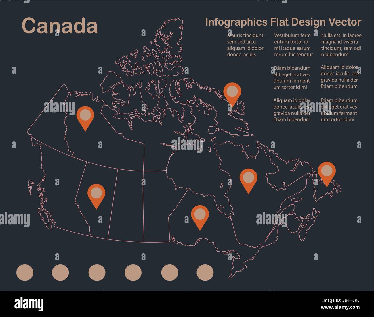 Infographies Plan du Canada, conception plate, vecteur orange bleu couleur Illustration de Vecteur