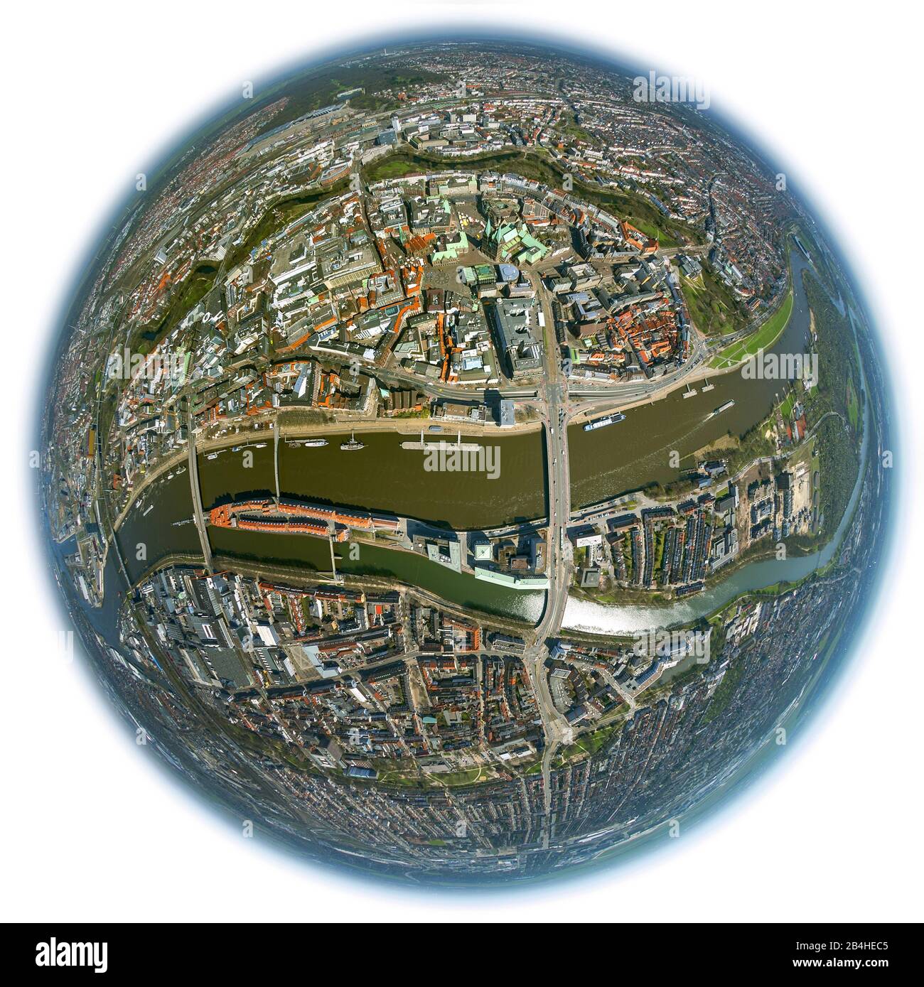 Centre ville de Bremen, Petridom, Rathaus, Liebfrauenkirche, Gerichtshaus, vue aérienne, Allemagne, Brême Banque D'Images