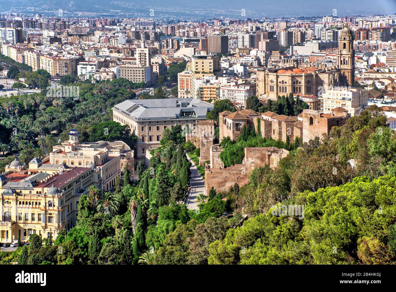 Malaga depuis une vue panoramique sur les oiseaux Banque D'Images