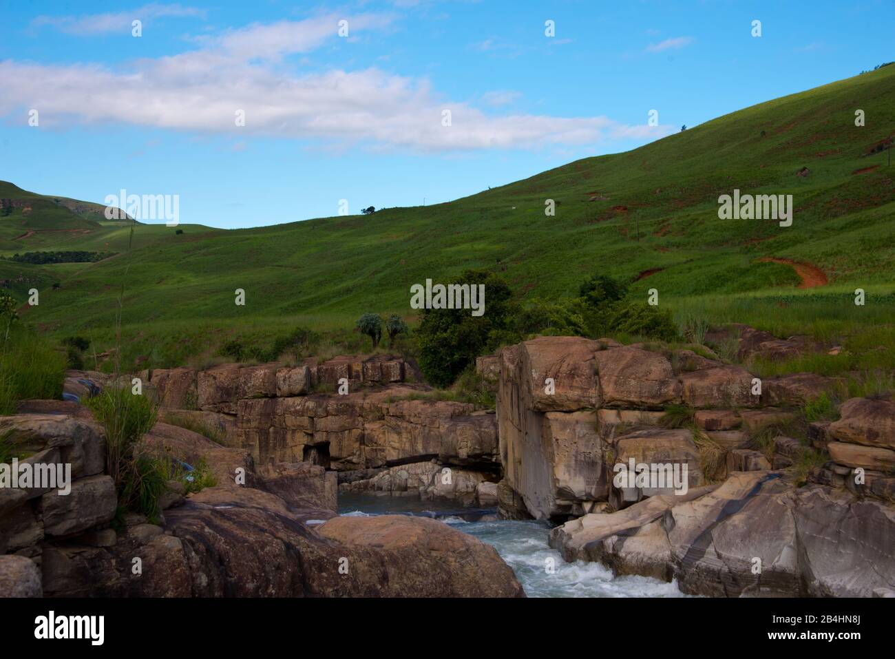 rapides de la rivière mweni, montagnes du nord de drakensberg, kwazulu natale, afrique du sud Banque D'Images