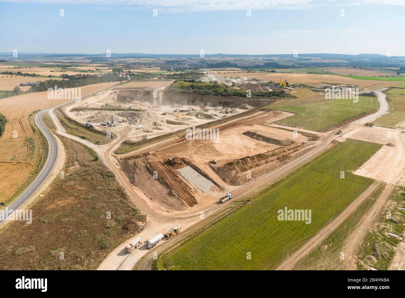 Vue aérienne d'une carrière de calcaire près de Kassel Banque D'Images