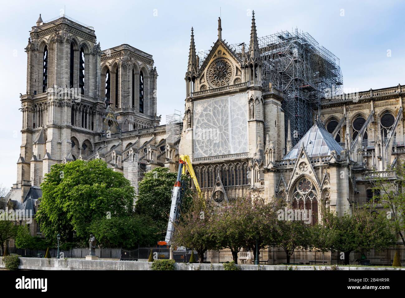Die Kahedrale notre Dame à Paris nach der Brandkatavastastre vom 15. Und 16. Avril 2019 Banque D'Images