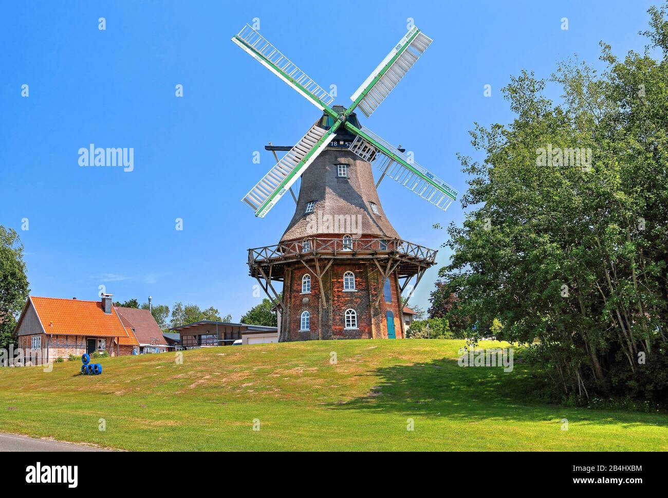 Moulin Hollandais Midlum, Land Wursten, Mer Du Nord, Côte De La Mer Du Nord, Basse-Saxe, Allemagne Banque D'Images
