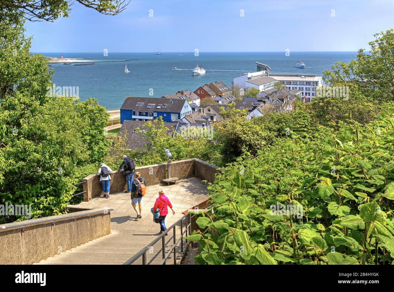 Terrasse d'observation sur l'Oberland avec excursions en bateau et stations balnéaires, Heligoland, baie d'Helgoland, Golfe allemande, île de la mer du Nord, Mer du Nord, Schleswig-Holstein, Allemagne Banque D'Images