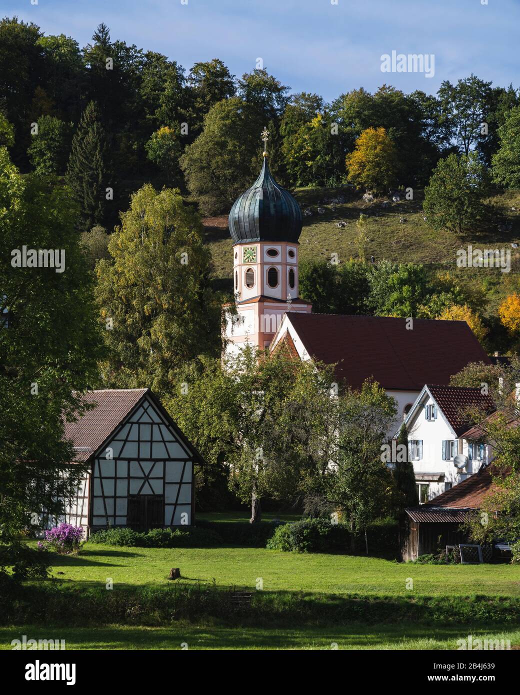 Saint-Gall, Église, Bichishausen, Münsingen, Lautertal, Alb Swabian, Bade-Wuttenberg, Allemagne, Europe Banque D'Images