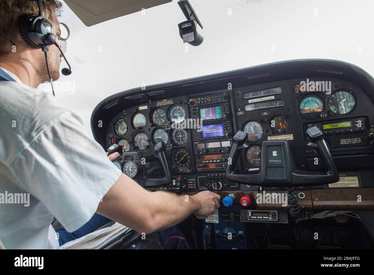 Avion, cockpit, pilote Banque D'Images