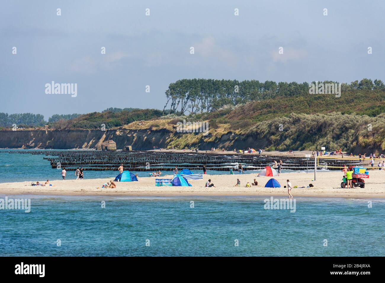 Ostsee, Fischland, Darss, Seebad Wustrow, Blick Richtung Steilküste, Strandleben Im Hochsommer Banque D'Images