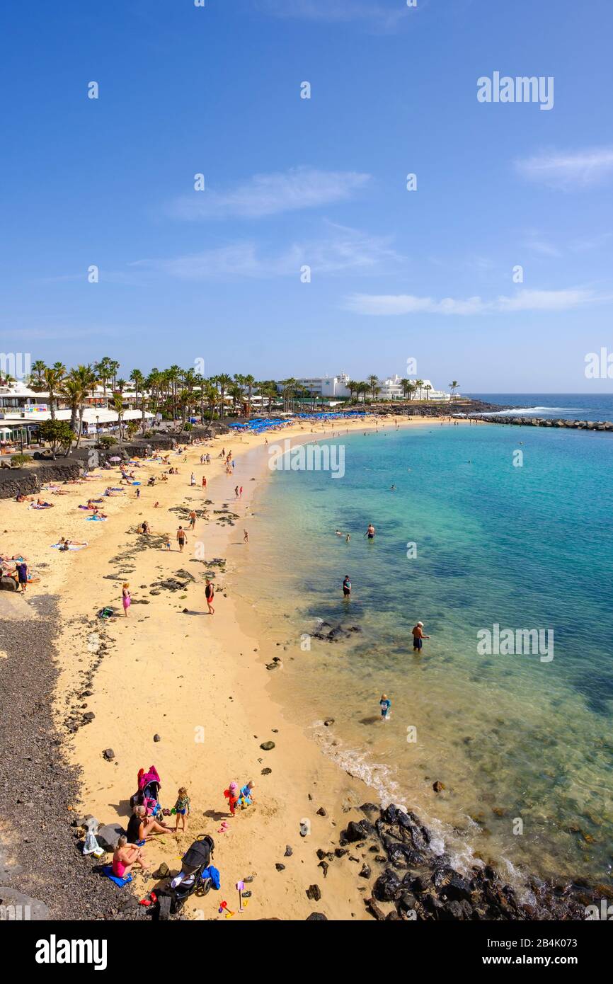 Playa Flamingo, plage de Playa Blanca, Lanzarote, îles Canaries, Espagne Banque D'Images