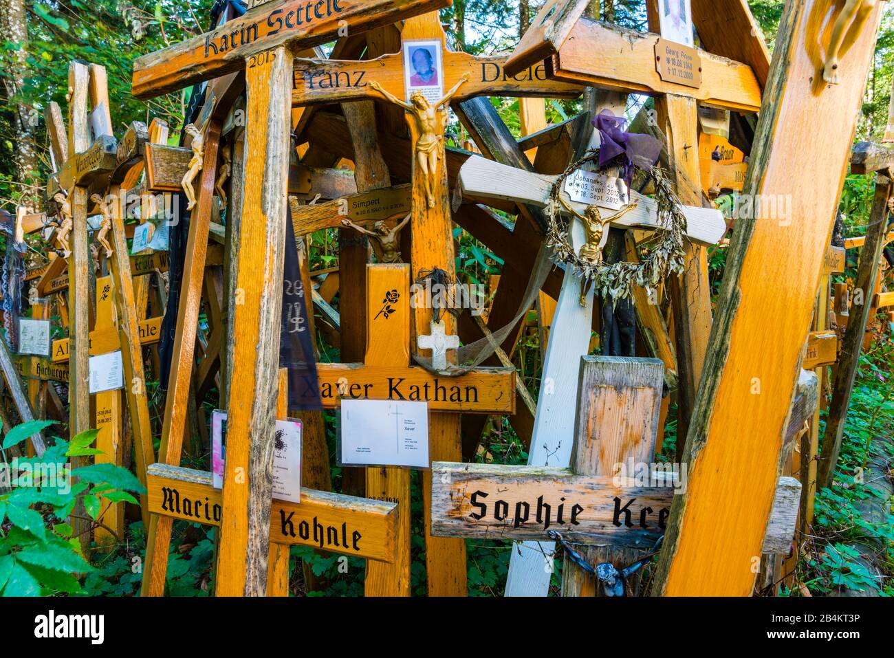 Croix de la mort, hameau et lieu de pèlerinage à Gschnaid, Oberallgäu, Bavière, Allemagne, Europe Banque D'Images