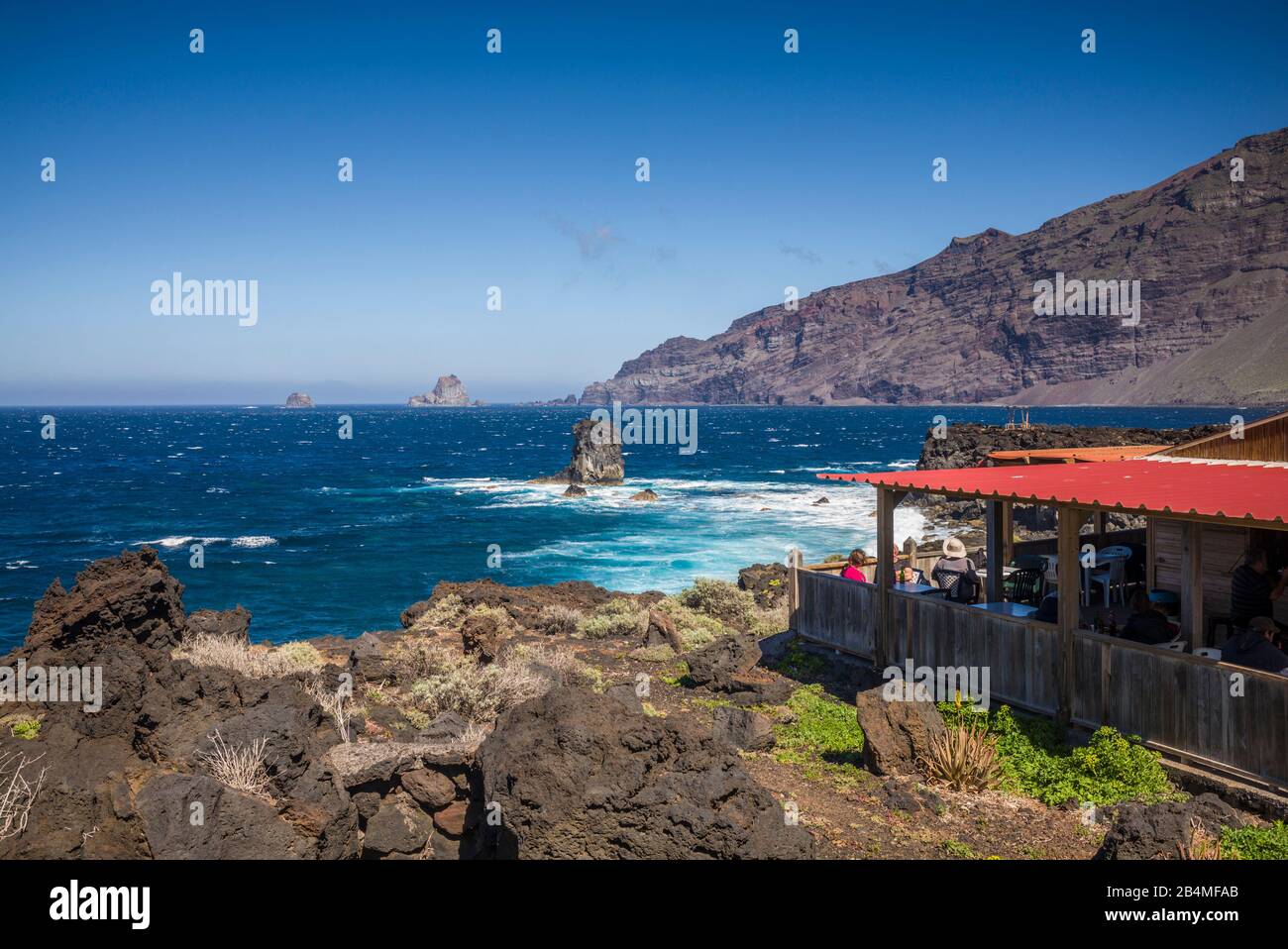 Espagne, Canaries, El Hierro, l'île de Las Puntas, La Maceta, restaurant côtières Banque D'Images