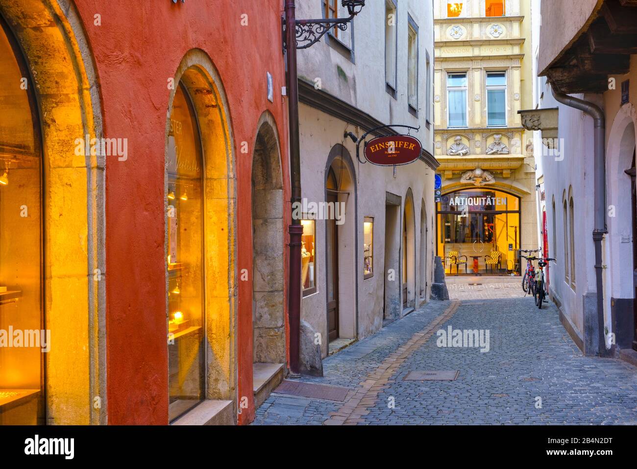 Tändlergasse dans la vieille ville, Regensburg, Haut-Palatinat, Bavière, Allemagne Banque D'Images