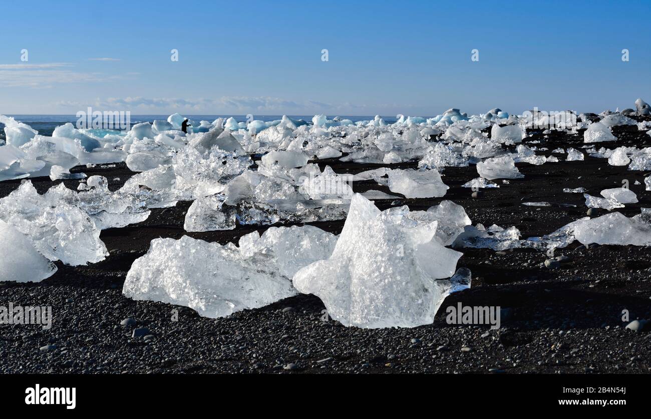 Islande, Jökulsárlón, lac glaciaire, parc national de Skaftafell, Höfn, sud-est de l'Islande, lagune de glacier Banque D'Images