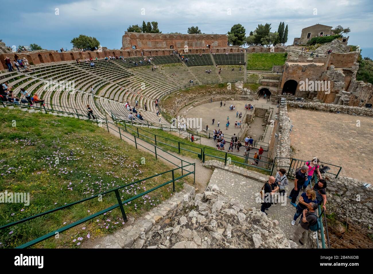 Teatro Antico di Taormina, amphithéâtre, ruine de l'ancien théâtre Taormina, Taormine, Italie du sud, Europe, Sicile, Italie Banque D'Images