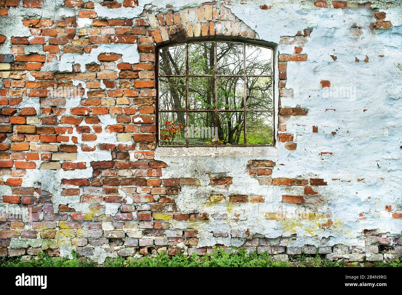 Vieux Mur avec fenêtre Banque D'Images