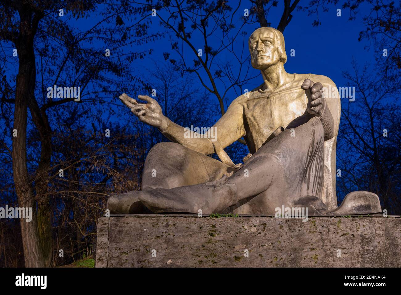 Allemagne, Saxe-Anhalt, Magdeburg, monument à Eike von Repgow, auteur du Sachsenspiegel, a façonné l'histoire juridique allemande. Banque D'Images