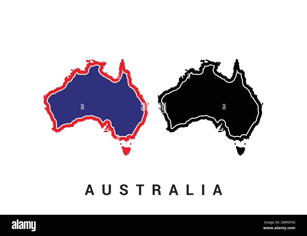 Carte de l'Australie couleur et noir sur fond blanc Illustration de Vecteur
